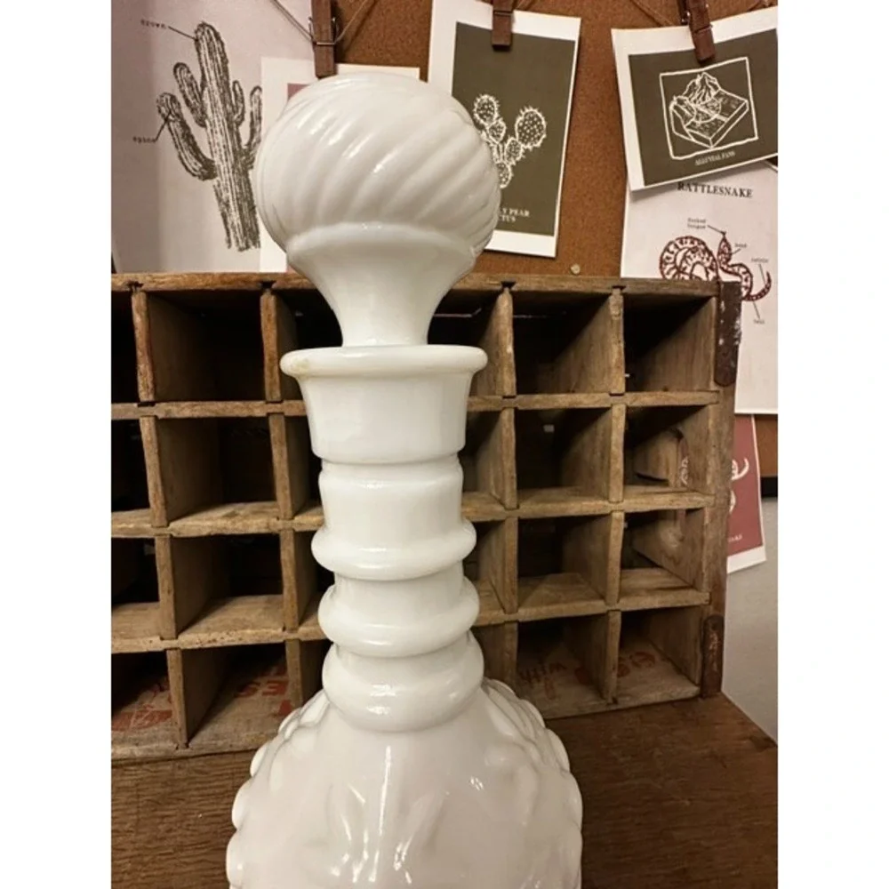 Vintage Jim Beam White Milk Glass Liquor Decanter
